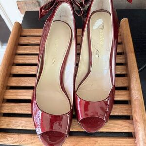 Enzo Angiolini Burgundy Peep-Toe Heels
